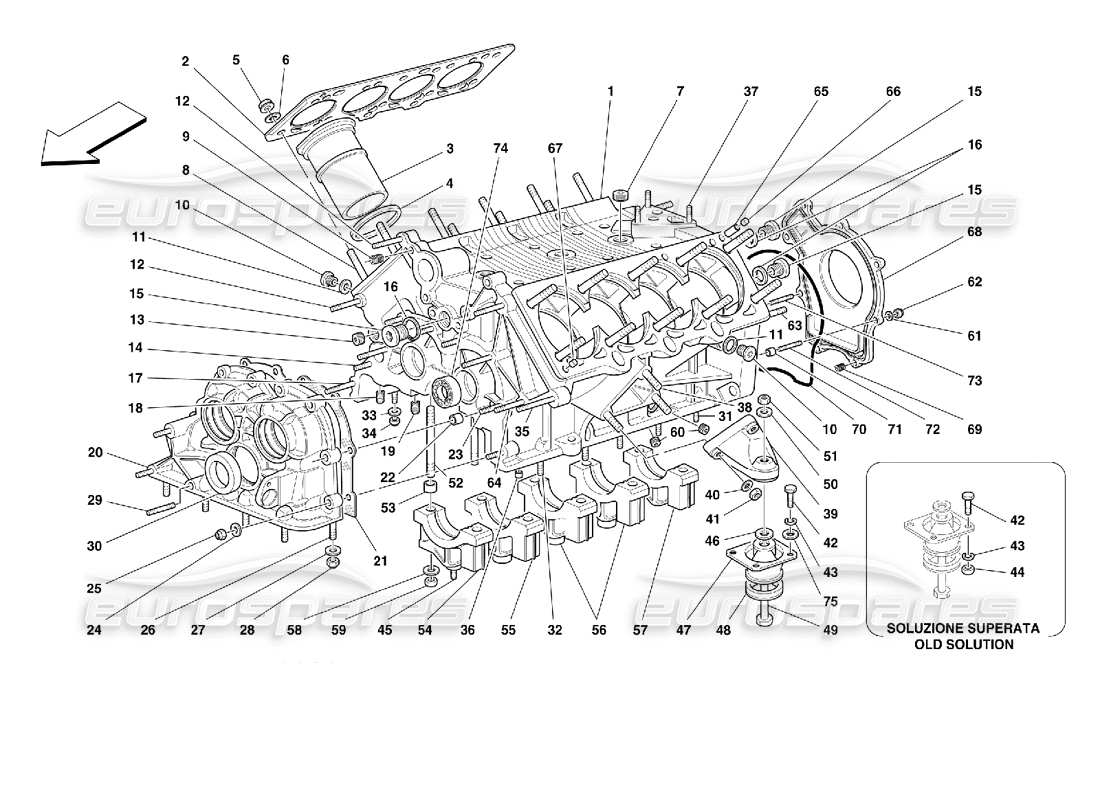 ferrari 355 (2.7 motronic) kurbelgehäuse-teilediagramm