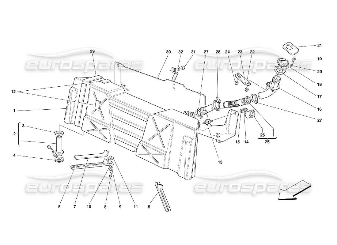 ferrari 355 (5.2 motronic) kraftstofftank teilediagramm