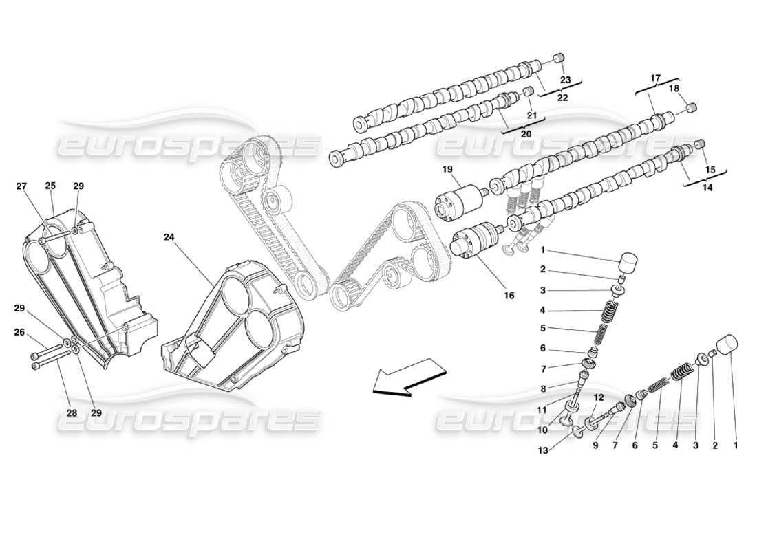 ferrari 360 challenge stradale timing - stößel und schilder teilediagramm