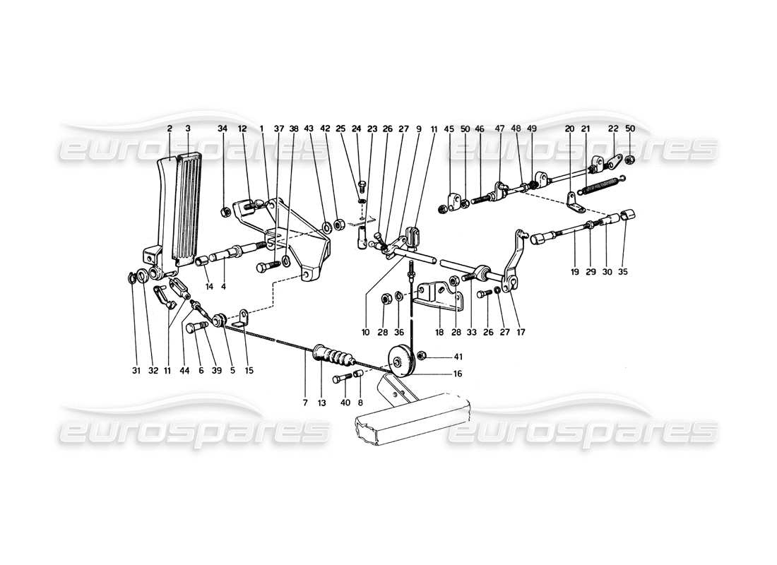 ferrari 246 dino (1975) teilediagramm der drosselklappensteuerung