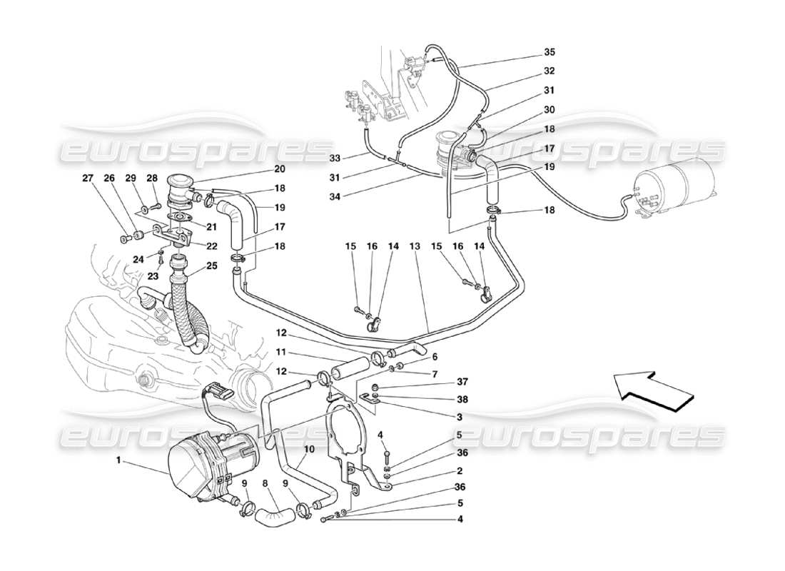 ferrari 360 challenge stradale sekundärluftsystem teilediagramm
