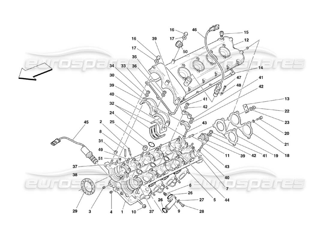 ferrari 360 challenge stradale teilediagramm für linken zylinderkopf