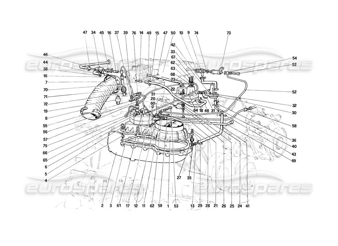 ferrari 308 (1981) gtbi/gtsi kraftstoffeinspritzsystem - kraftstoffverteiler, leitungen - teilediagramm