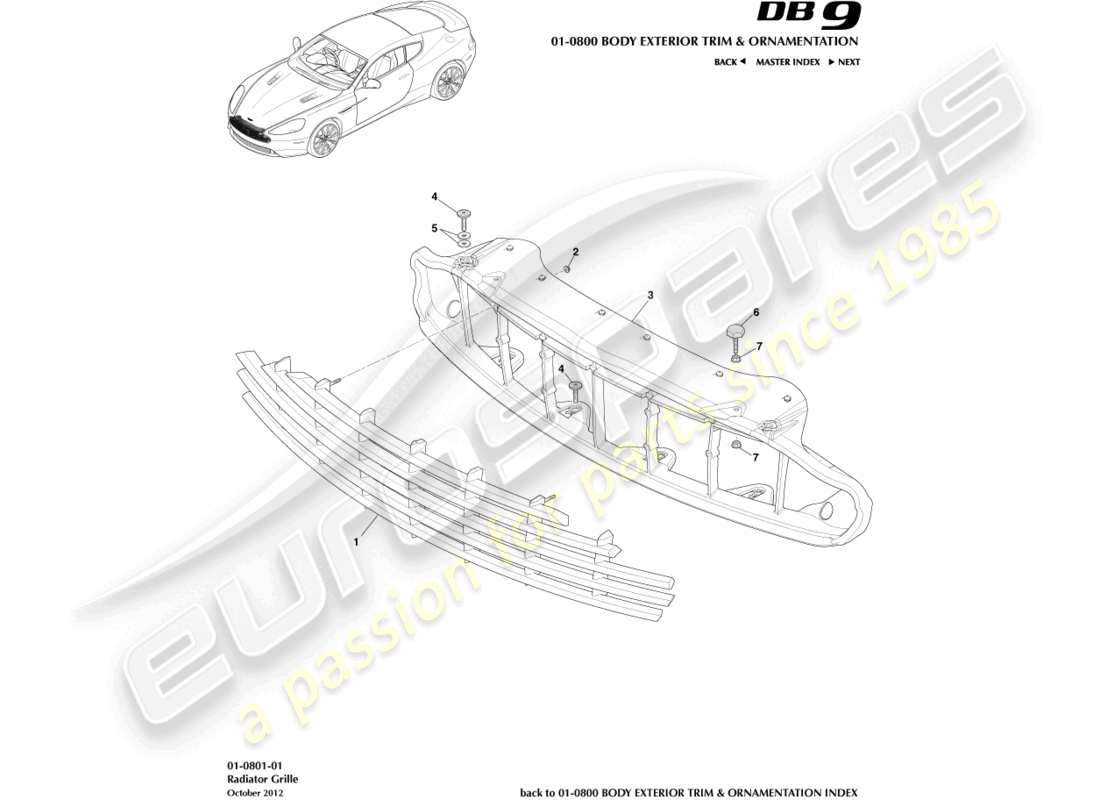 ein teilediagramm aus dem teilekatalog aston martin db9 (2016)