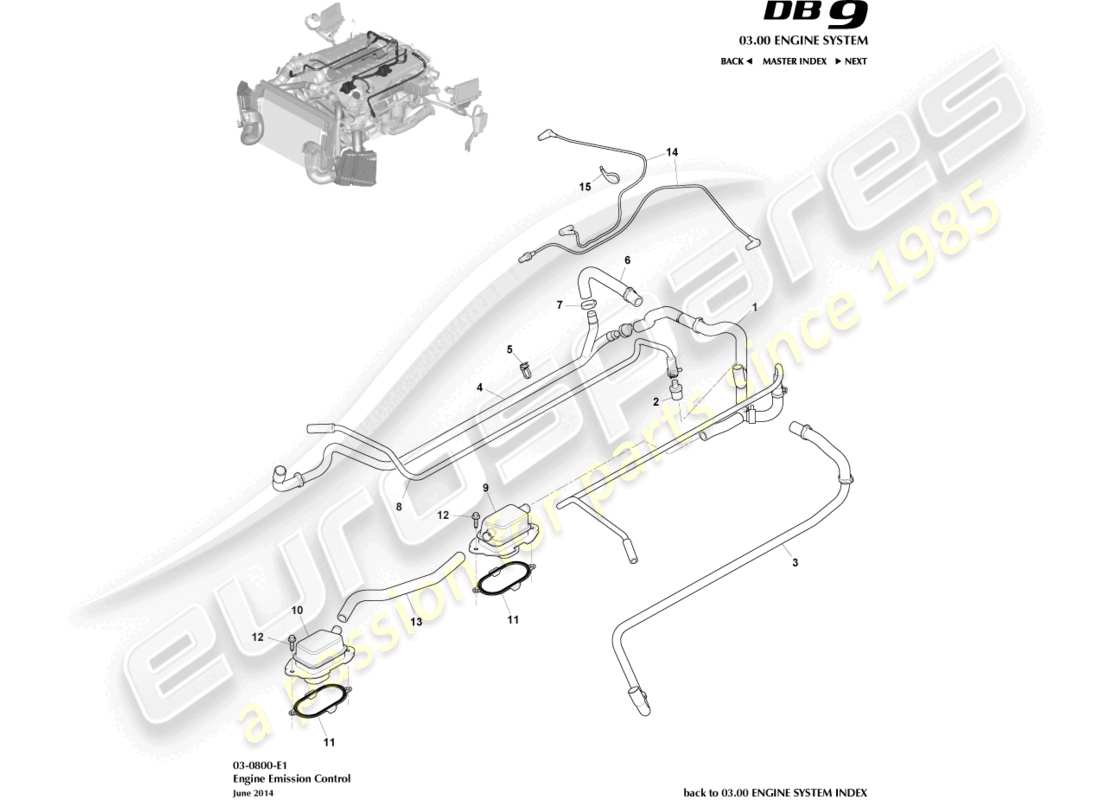 aston martin db9 (2014) emission control teilediagramm