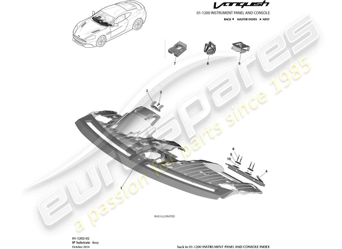 aston martin vanquish (2017) ip-substrat-teilediagramm