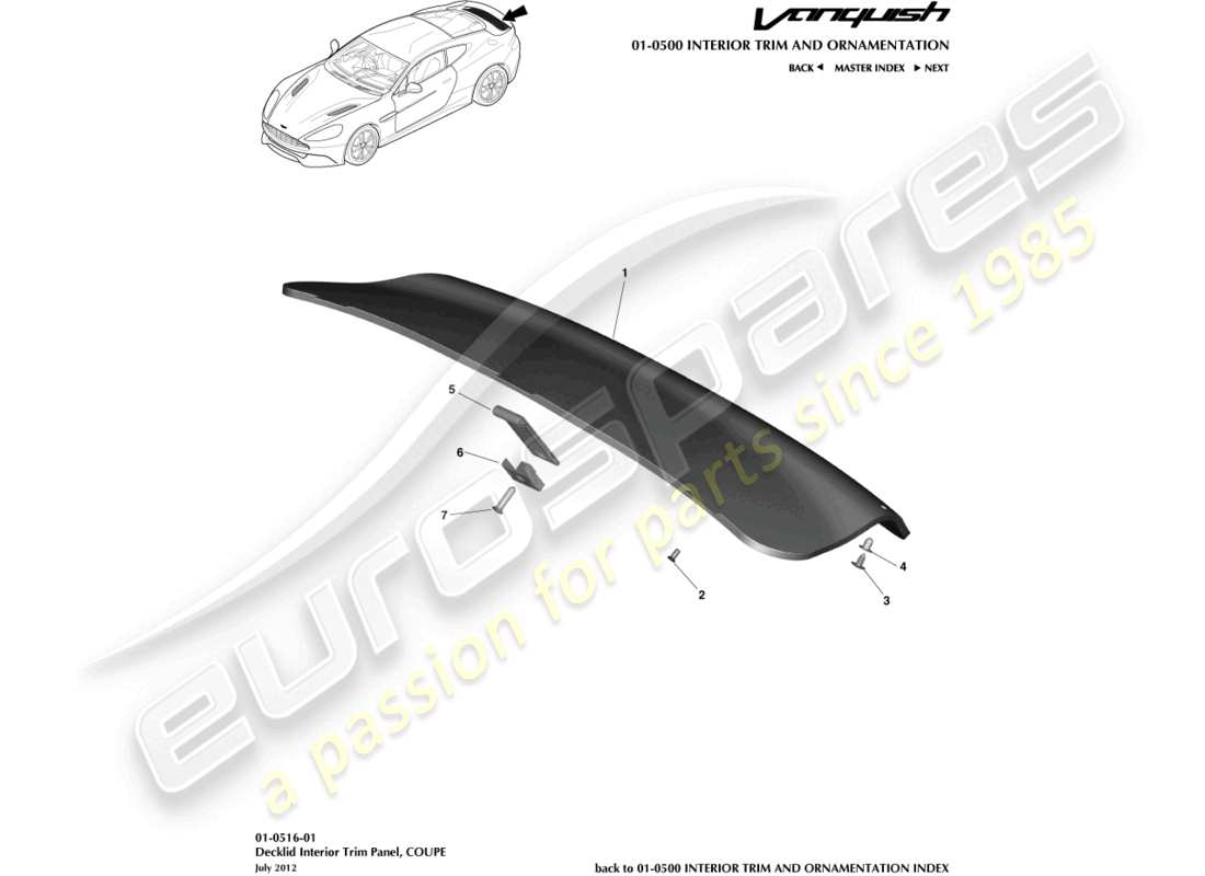 aston martin vanquish (2015) heckverkleidung, coupé-ersatzteildiagramm