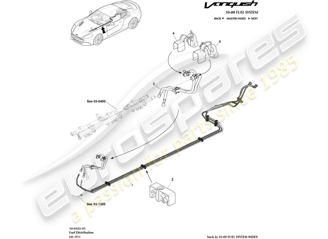 aston martin vanquish (2015) kraftstoffverteilung, nach 15my ersatzteildiagramm