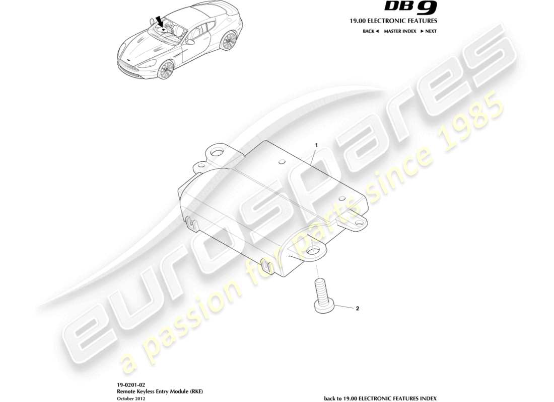 aston martin db9 (2013) rke-teilediagramm