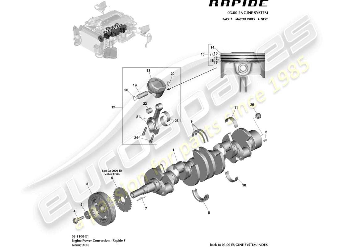 aston martin rapide (2018) teilediagramm für die stromumwandlung