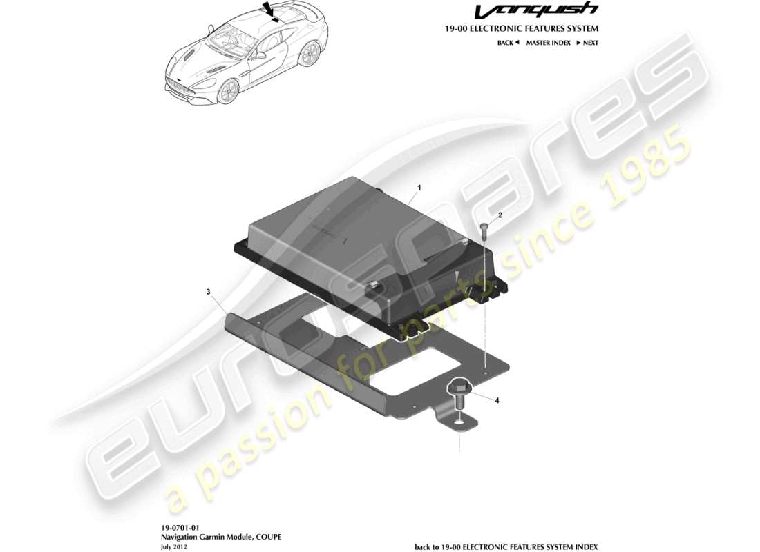 aston martin vanquish (2016) navigationsmodul, coupé-ersatzteildiagramm