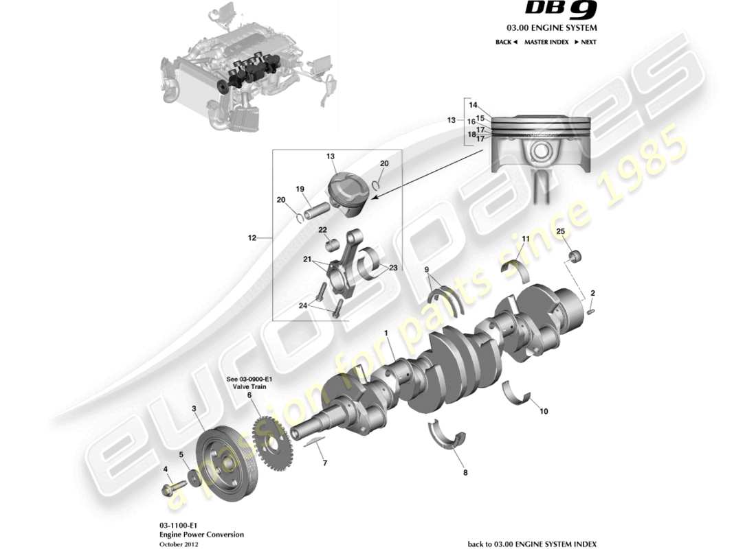 aston martin db9 (2017) teilediagramm für die stromumwandlung