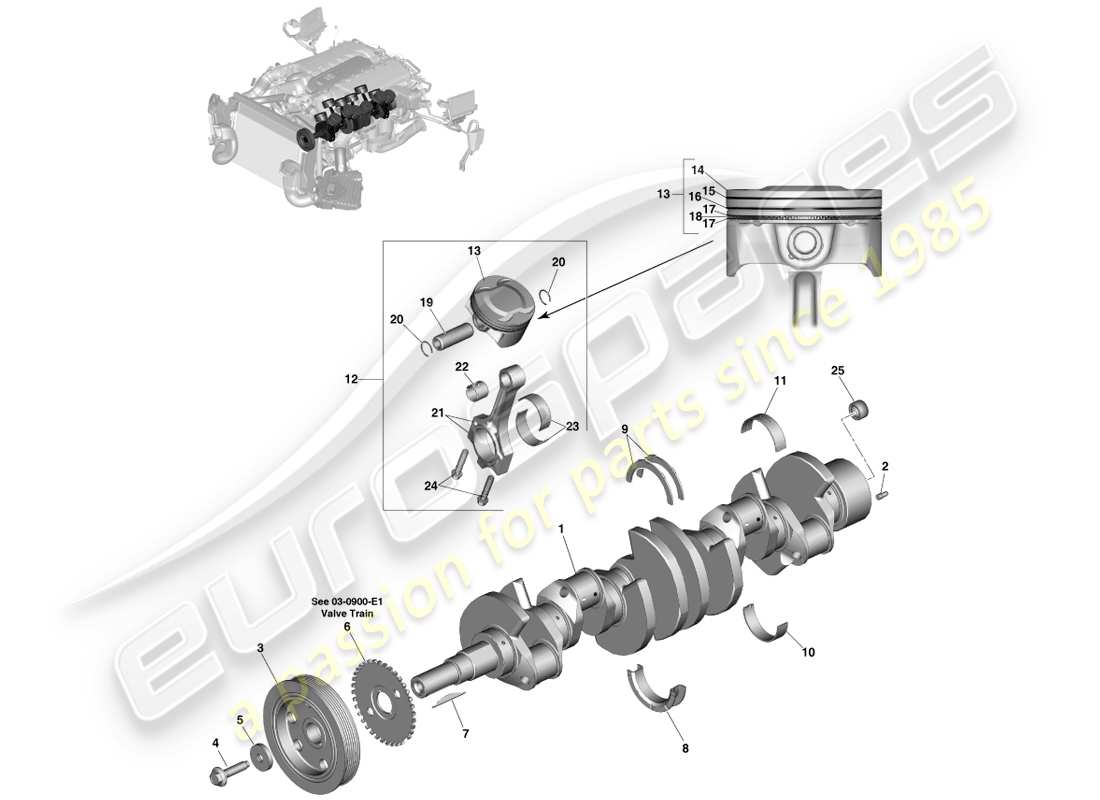 aston martin vanquish (2013) teilediagramm für die stromumwandlung