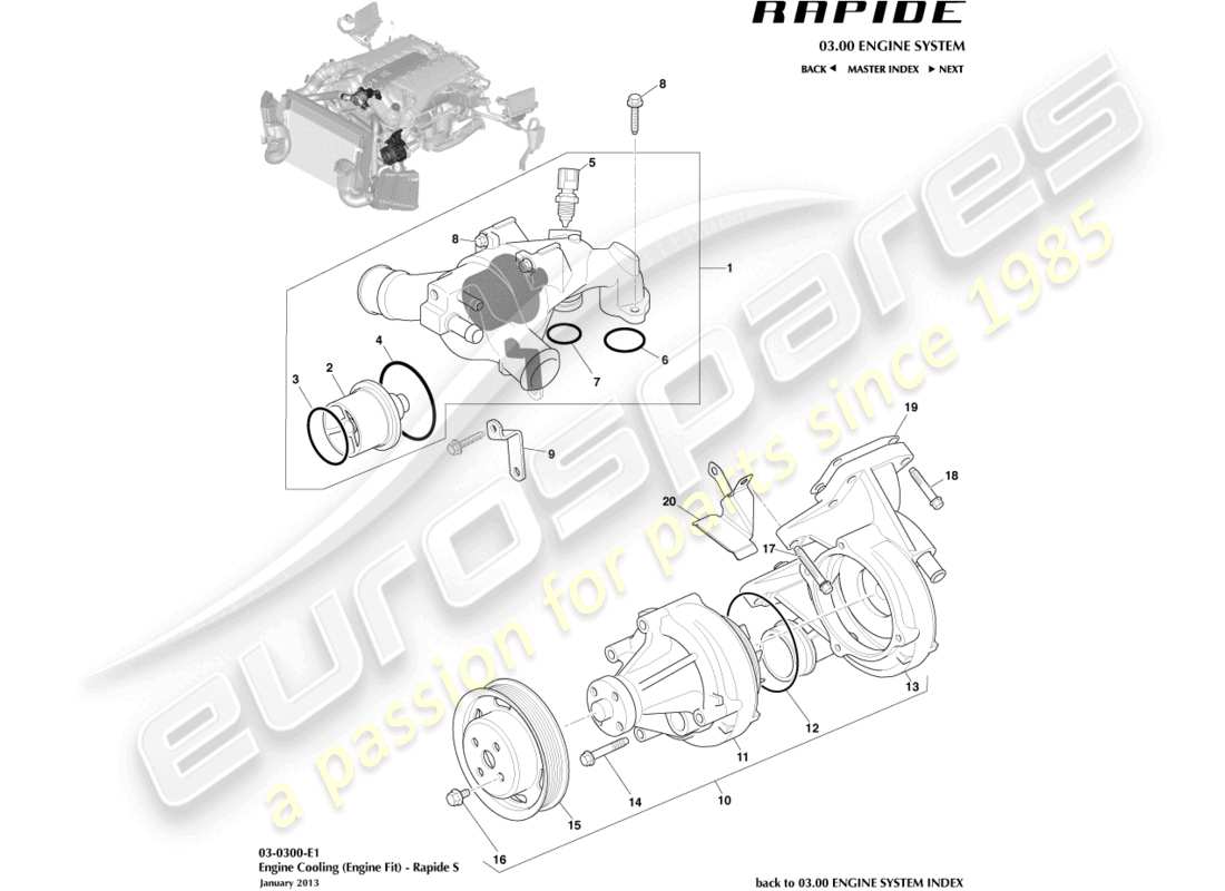 aston martin rapide (2014) teilediagramm motorkühlung