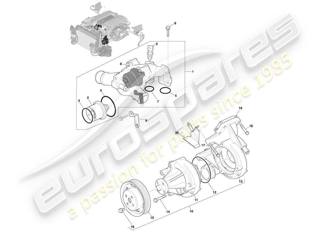 aston martin vanquish (2013) teilediagramm motorkühlung
