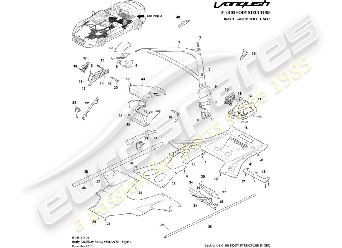 aston martin vanquish (2017) zusatzteile, volante, seite 1 teilediagramm
