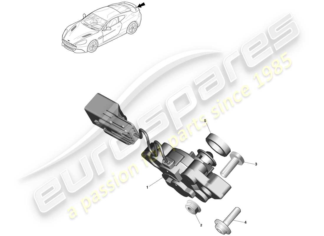 aston martin vanquish (2013) teilediagramm für den äußeren kofferraumdeckelschalter
