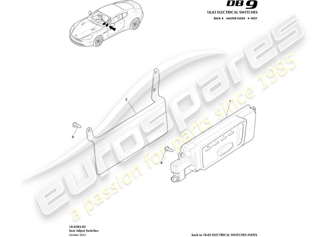 ein teilediagramm aus dem teilekatalog aston martin db9 (2016)