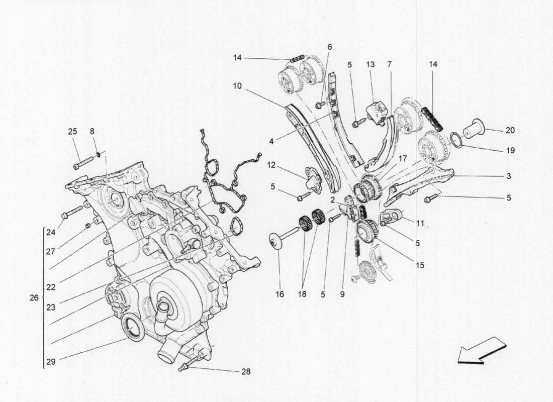 maserati qtp. v6 3.0 bt 410bhp 2015 timing-teilediagramm