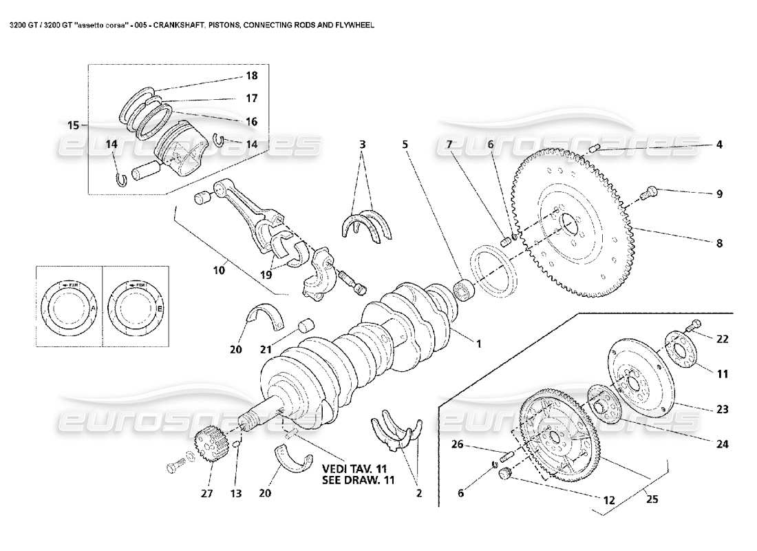 MASERATI 3200 GT/GTA/ASSETTO CORSA KURBEL PLEUELSTANGEN KOLBEN SCHWUNGRAD TEILEDIAGRAMM maserati 3200 gt/gta/assetto corsa kurbel pleuelstangen kolben schwungrad teilediagramm