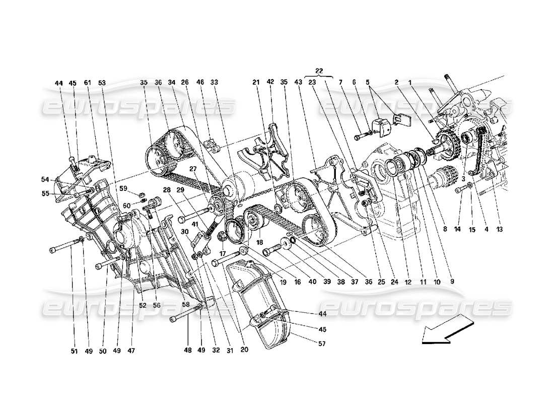 ferrari 348 (2.7 motronic) timing - steuerungen teilediagramm