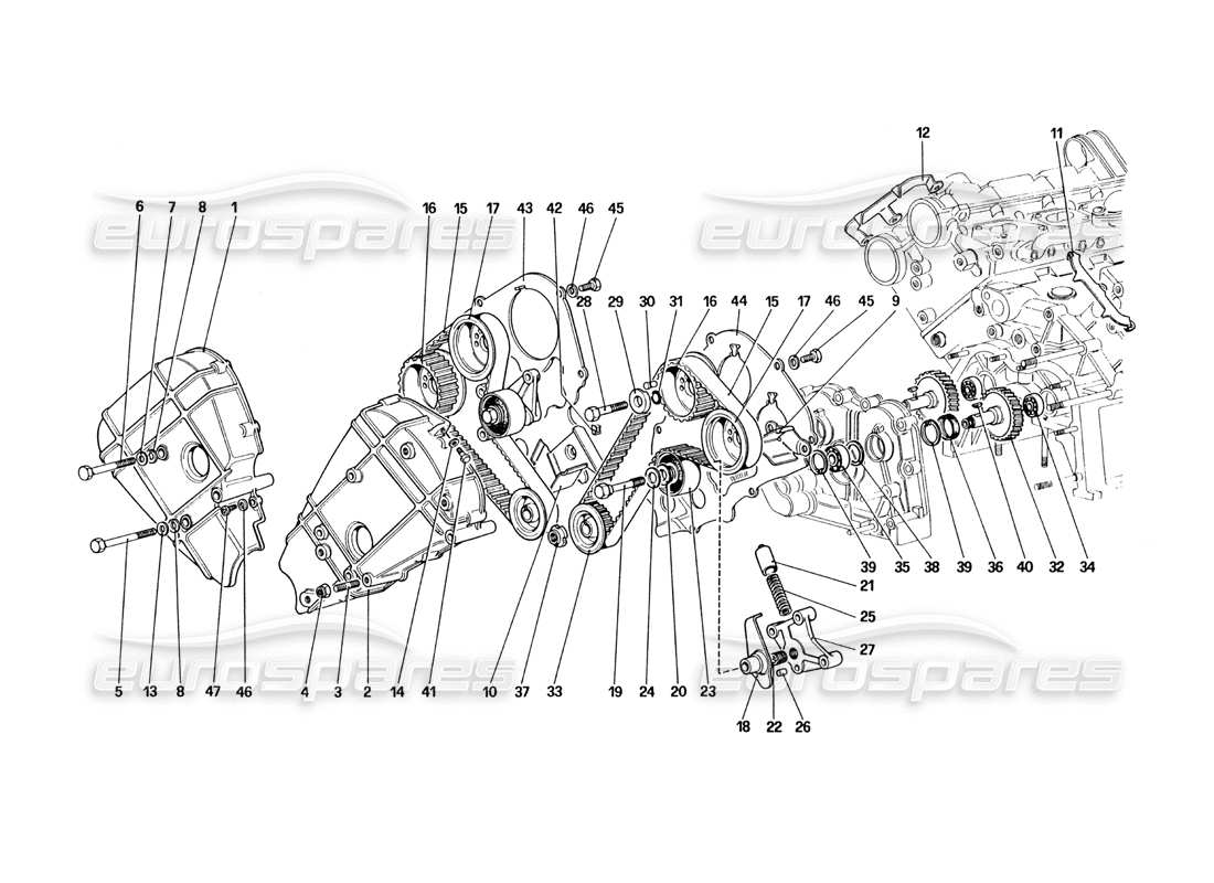 ferrari 328 (1985) zeitmesssystem - teilediagramm der steuerungen