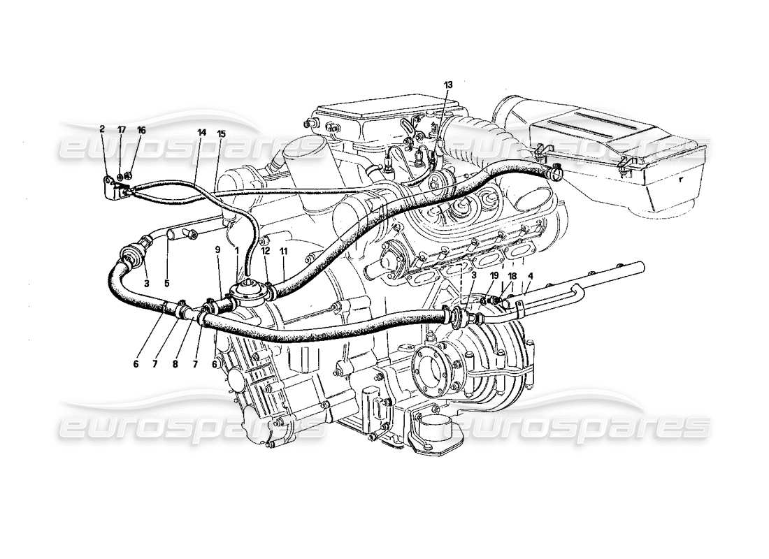 ferrari 328 (1985) lufteinspritzung (für us-version) teilediagramm