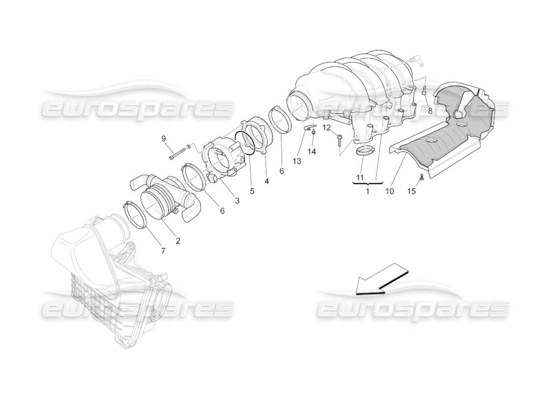 maserati grancabrio (2011) 4.7 ansaugkrümmer und drosselklappengehäuse teilediagramm