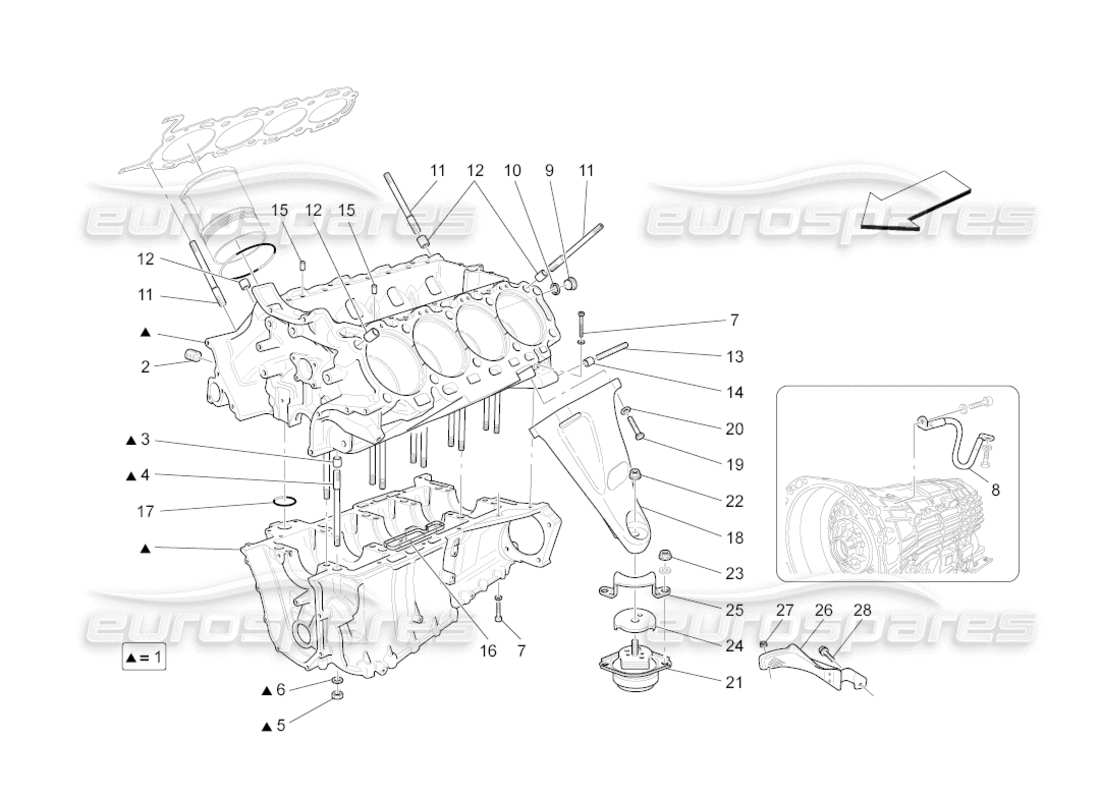 maserati grancabrio (2011) 4.7 kurbelgehäuse-teilediagramm