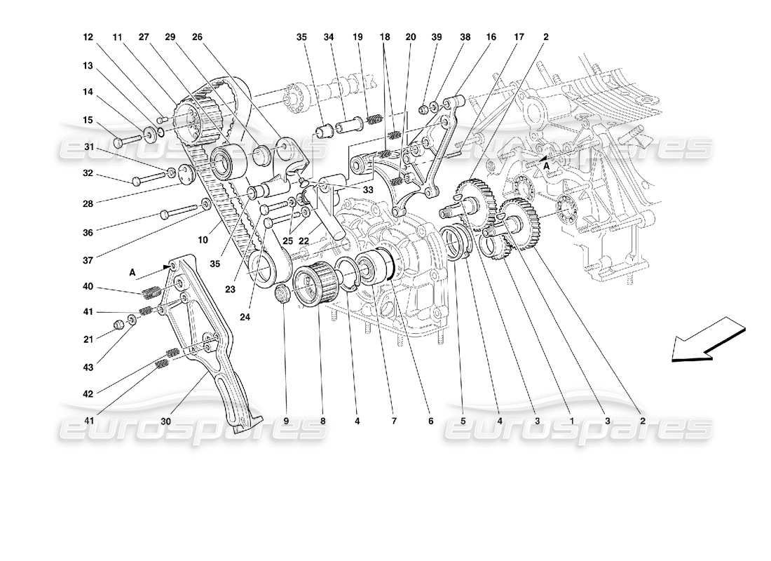 ferrari 355 (2.7 motronic) timing - steuerungen teilediagramm