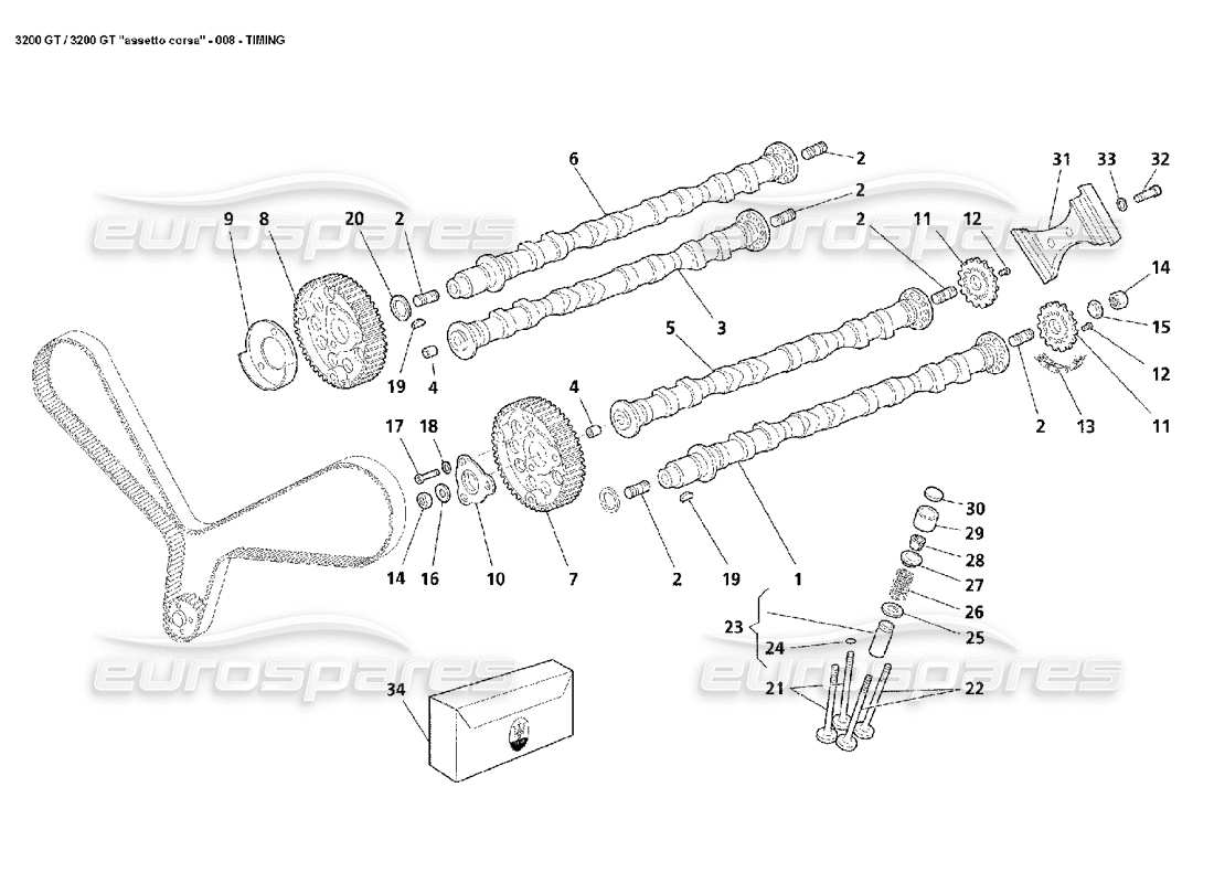 MASERATI 3200 GT/GTA/ASSETTO CORSA TIMING-TEILEDIAGRAMM maserati 3200 gt/gta/assetto corsa timing-teilediagramm