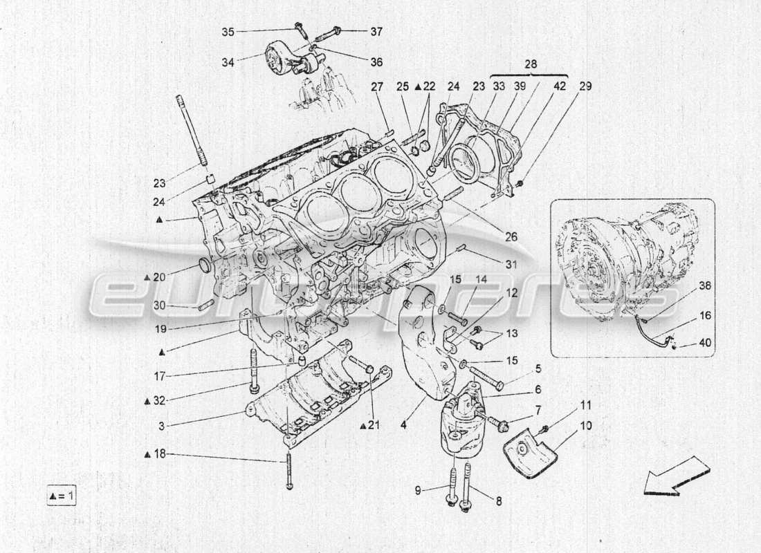 maserati qtp. v6 3.0 bt 410bhp 2015 kurbelgehäuse-teilediagramm
