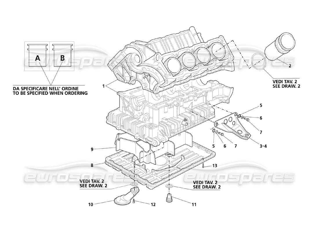 MASERATI 3200 GT/GTA/ASSETTO CORSA TEILEDIAGRAMM FÜR MOTORBLOCK UND ÖLWANNE maserati 3200 gt/gta/assetto corsa teilediagramm für motorblock und ölwanne