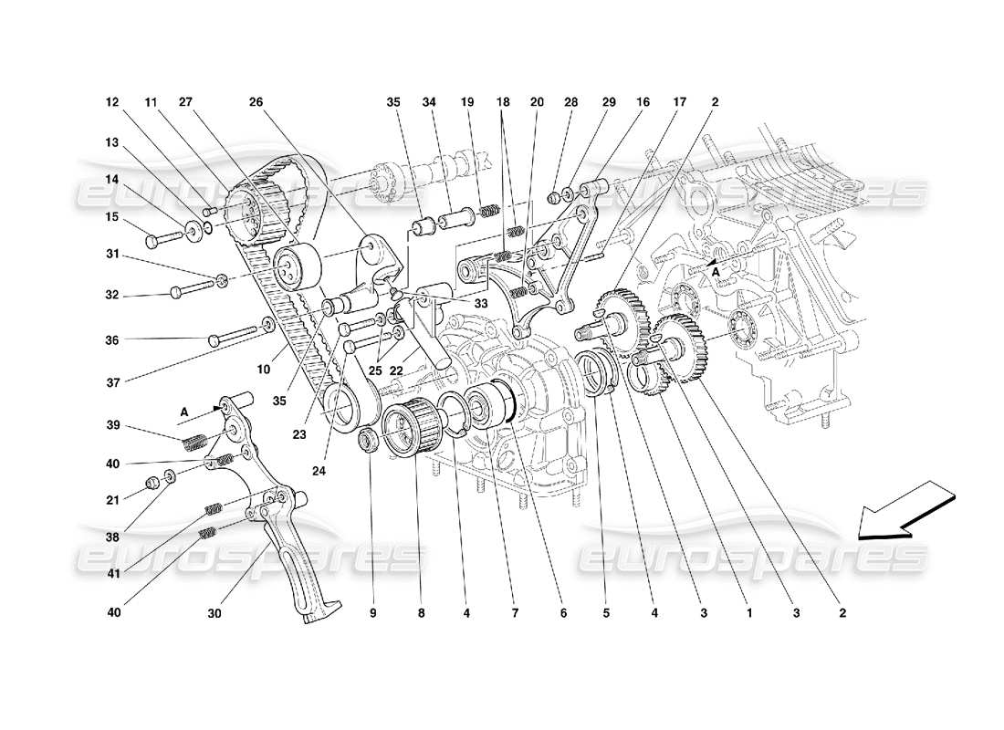 ferrari 355 (5.2 motronic) timing - steuerungen teilediagramm