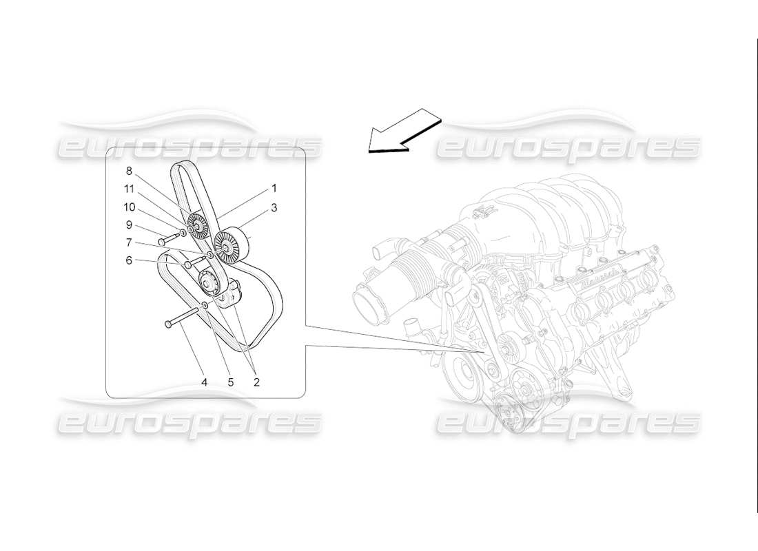 maserati qtp. (2006) 4.2 f1 zusatzgeräteriemen ersatzteildiagramm