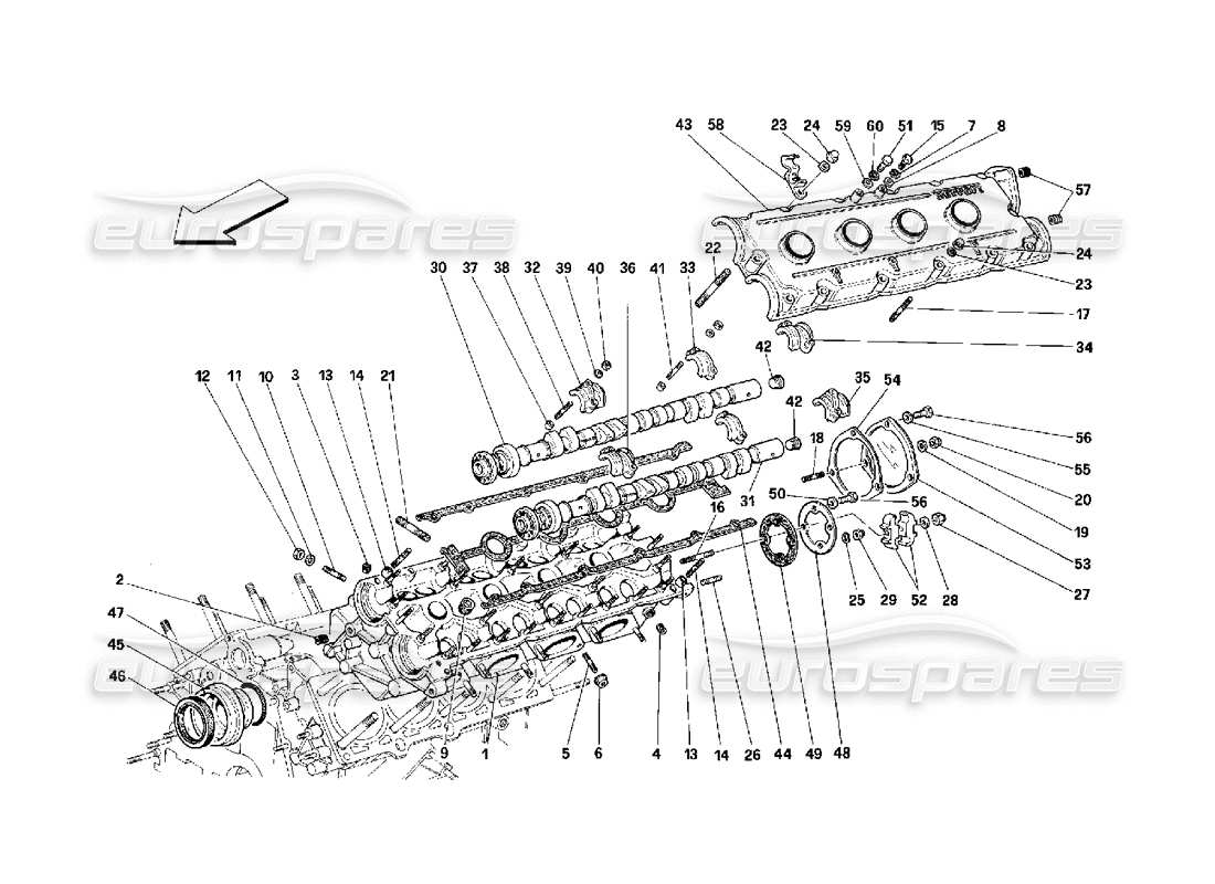 ferrari 348 (2.7 motronic) teilediagramm für linken zylinderkopf