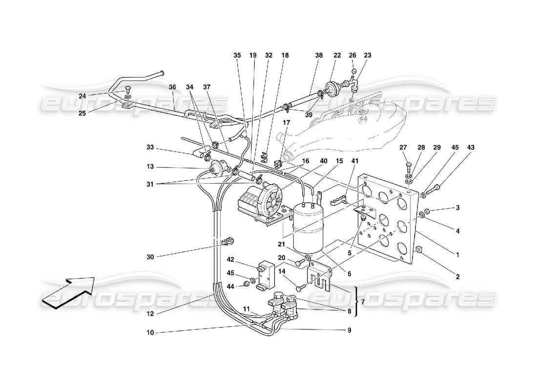 ferrari 355 (5.2 motronic) teilediagramm des lufteinspritzgeräts