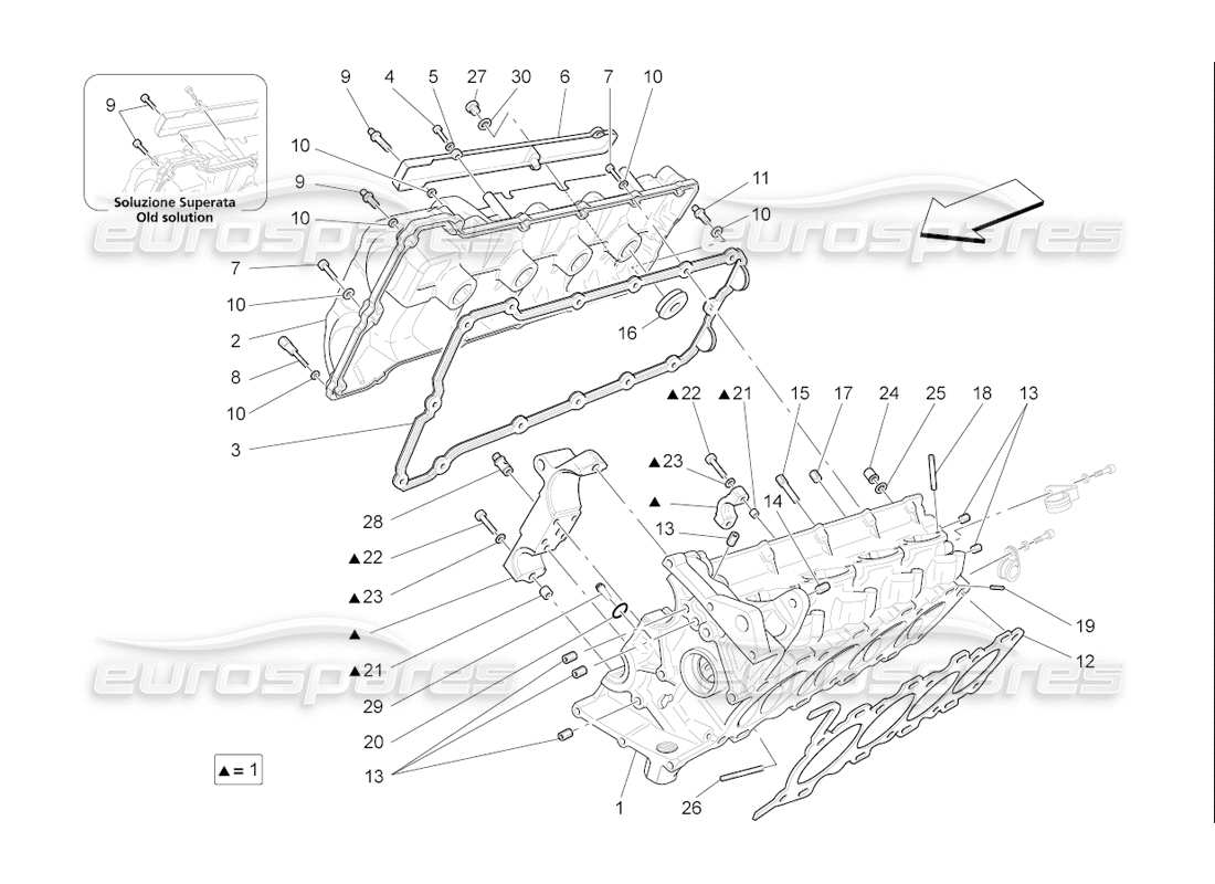 maserati qtp. (2006) 4.2 f1 teilediagramm für rechten zylinderkopf