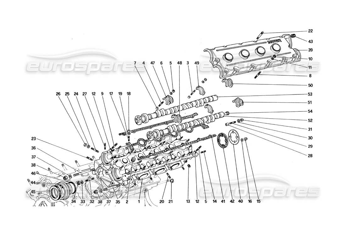 ferrari 328 (1985) zylinderkopf (links) teilediagramm