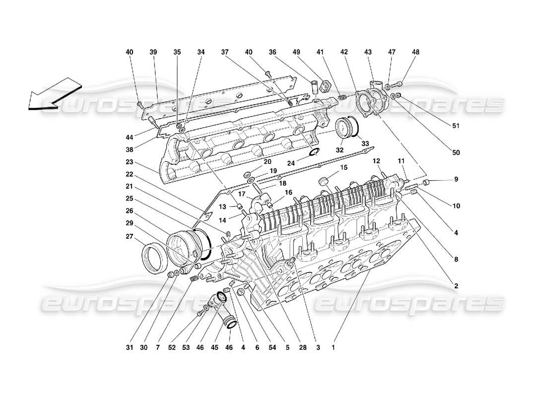 ferrari 355 (5.2 motronic) teilediagramm für rechten zylinderkopf