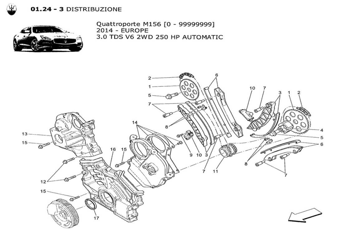 maserati qtp. v6 3.0 tds 250bhp 2014 timing-teilediagramm