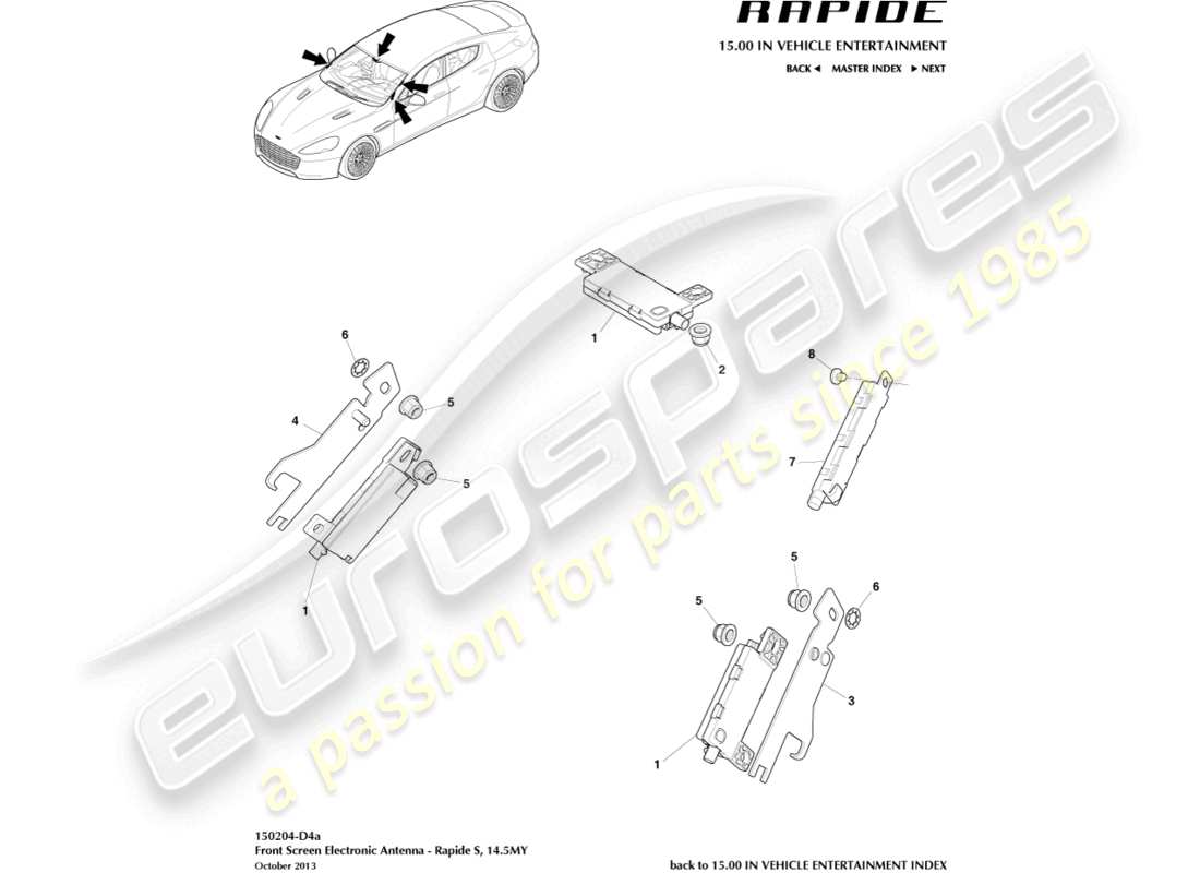 aston martin rapide (2014) elektronische antenne, 14.5my im teilediagramm