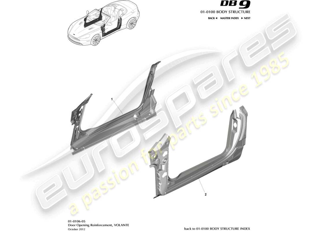 ein teilediagramm aus dem teilekatalog aston martin db9 (2017)