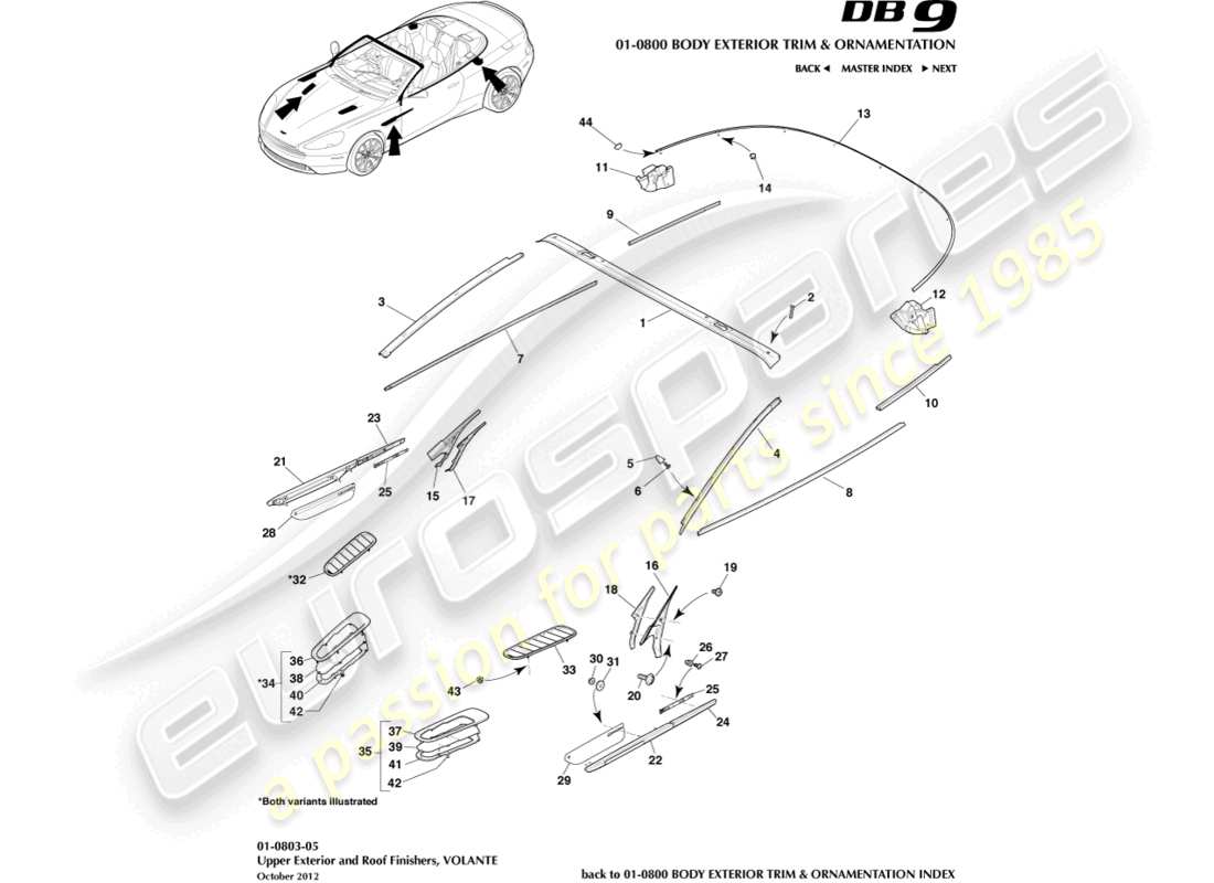 ein teilediagramm aus dem teilekatalog aston martin db9 (2015)