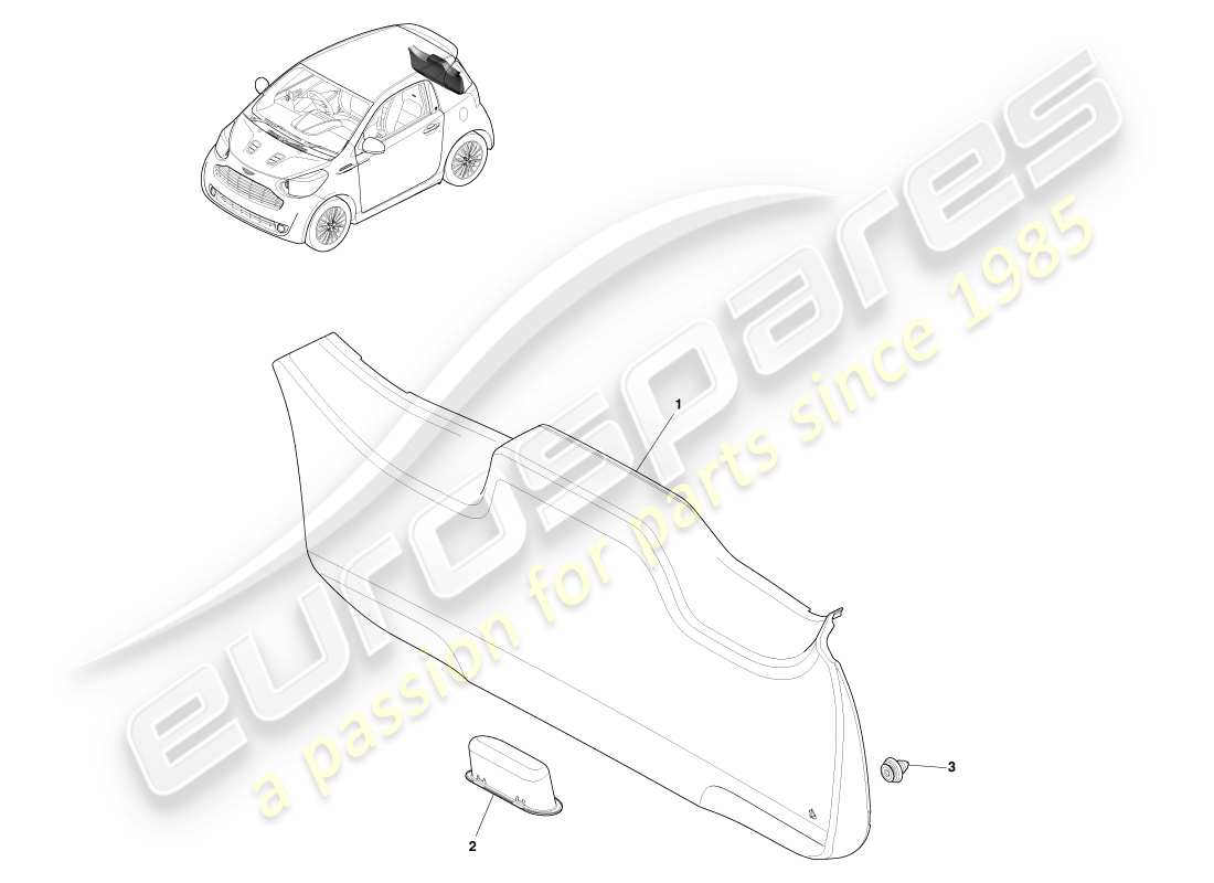 eine teilezeichnung aus dem aston martin cygnet (2012) teilekatalog