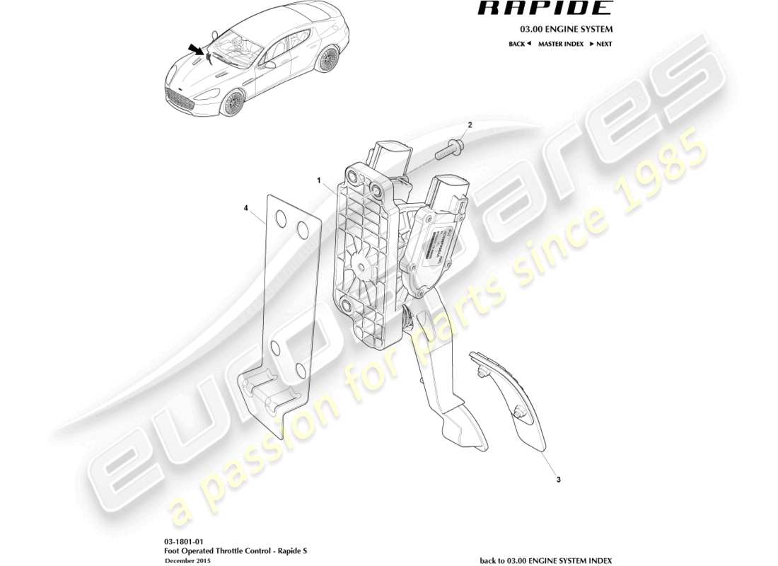 aston martin rapide (2011) teilediagramm der drosselklappensteuerung