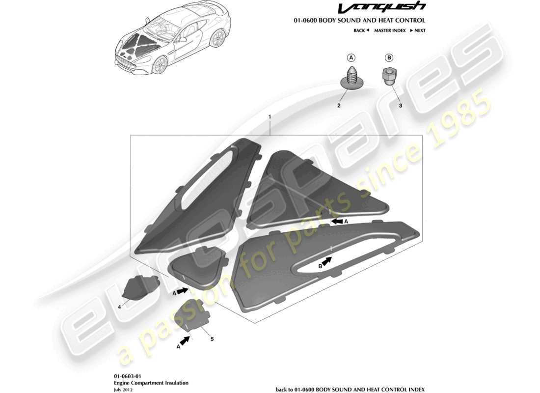aston martin vanquish (2017) teilediagramm der motorraumverkleidung