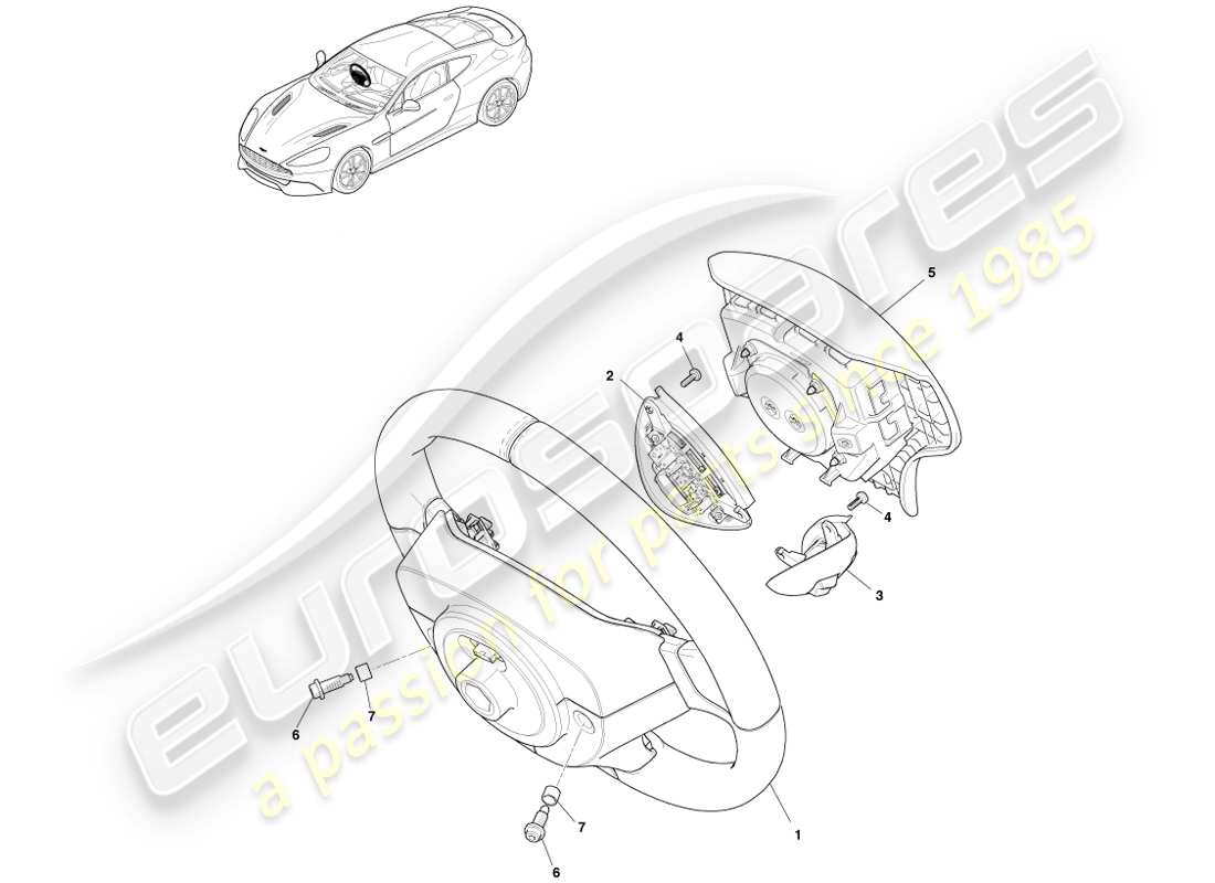 aston martin vanquish (2013) lenkrad teilediagramm