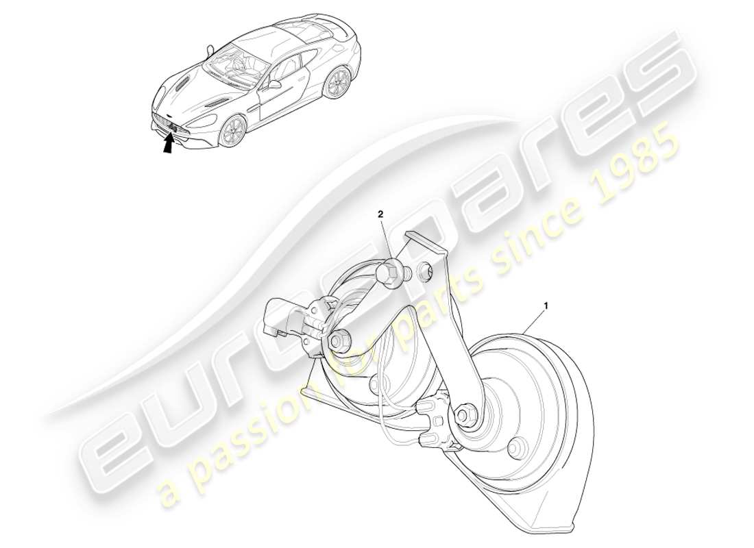 aston martin vanquish (2014) teilediagramm für verkehrshupe