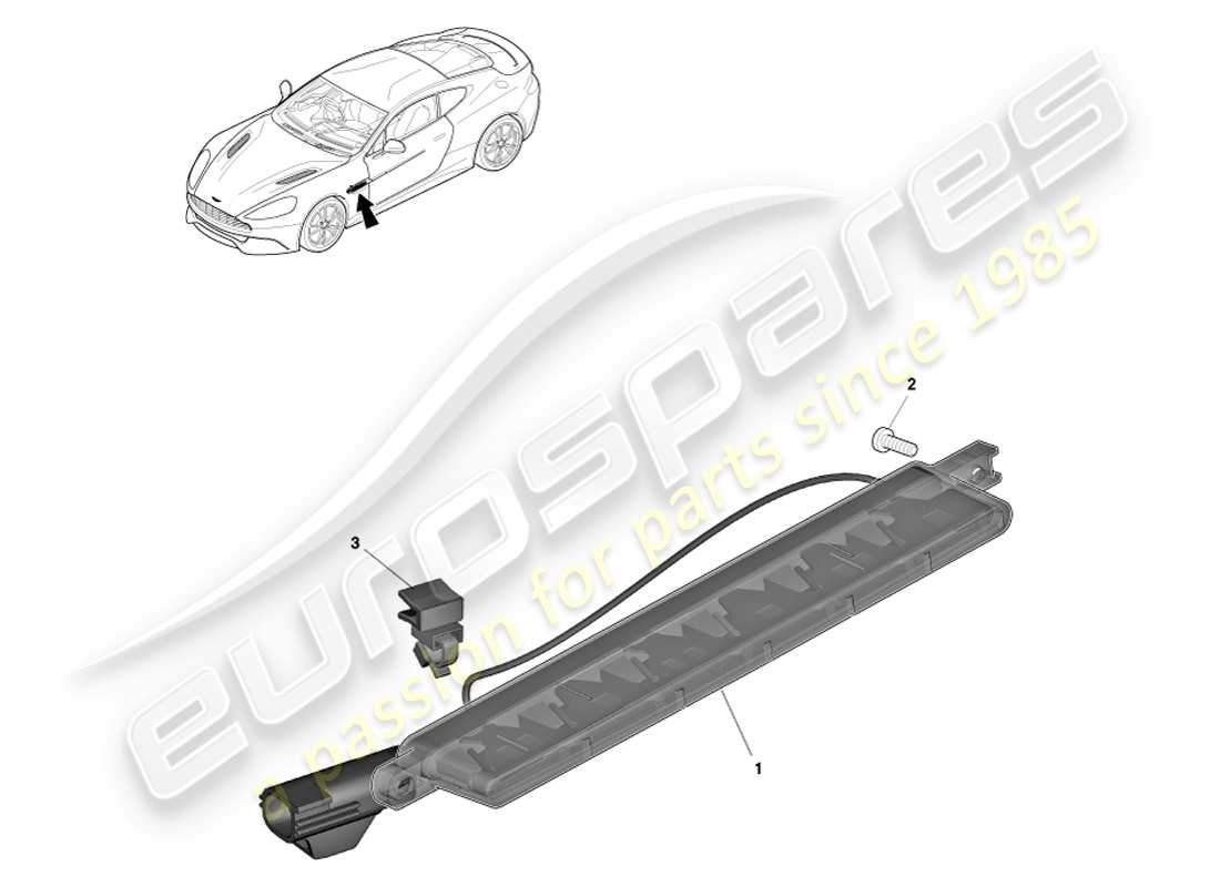 aston martin vanquish (2013) teilediagramm für seitenblinker